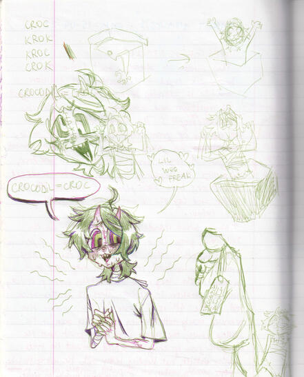 croco doodles in sketchbook
