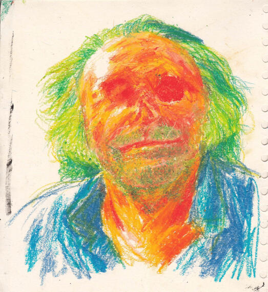 eyeless man. oil pastels on paper