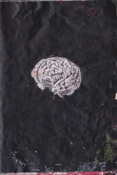 'Fear' sketchbook cover. acrylic paint and fineliner pen on paper