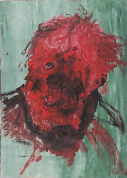 bear attack. oil paint on paper